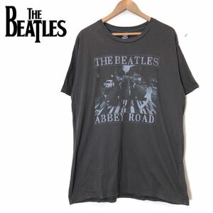 A1143-F◆ old ◆ THE BEATLES ザビートルズ ABBEY ROAD 半袖Tシャツ カットソー ◆ sizeL コットン100 ブラウン 古着 メンズ 春夏