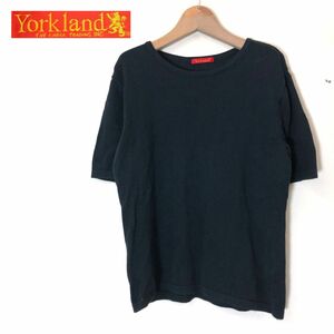 A1079-F◆ Yorkland ヨークランド 半袖ニット セーター カットソー トップス ◆ sizeM コットン100 ブラック 古着 レディース 春夏