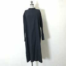 A1094-D◆良品◆ MUJI LABO ムジラボ 無印良品 ワンピース モックネック ロング丈 ゆったり ◆ sizeXS~S ネイビー 紺 コットン100_画像2