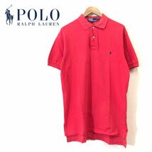 A964-F◆ old ◆ POLO RALPH LAUREN ポロラルフローレン 半袖ポロシャツ ◆ sizeM コットン100 レッド 古着 メンズ 春夏_画像1