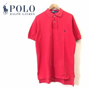 A964-F◆ old ◆ POLO RALPH LAUREN ポロラルフローレン 半袖ポロシャツ ◆ sizeM コットン100 レッド 古着 メンズ 春夏