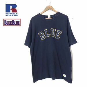 A983-N◆ BLUE BLUE Russell Athletic ブルーブルー ラッセルアスレティック 半袖Tシャツ プリント◆sizeL ネイビー コットン