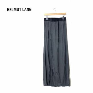 A976-D◆美品◆ USA製 HELMUT LANG ヘルムートラング ロングスカート スリット ウエストゴム ◆ size2 グレー系 レーヨン レザー