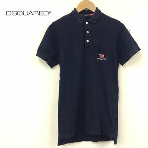 A912-W◆イタリア製◆DSQUARED2 ディースクエアード ポロシャツ 半袖 くじら パッチ ワンポイント カジュアル◆size:M ネイビー系 コットンの画像1