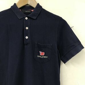 A912-W◆イタリア製◆DSQUARED2 ディースクエアード ポロシャツ 半袖 くじら パッチ ワンポイント カジュアル◆size:M ネイビー系 コットンの画像3