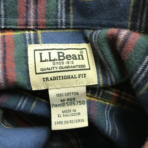 A1583-N◆美品◆ L.L.Bean エルエルビーン 長袖シャツ フランネル生地 BD ボタンダウン ◆ sizeM マルチ チェック コットン100の画像7