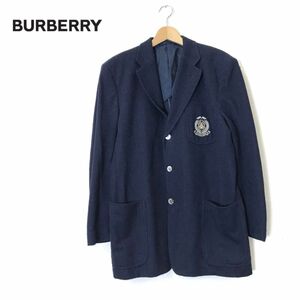 A1582-N*old* Burberrys Burberry zlinen Blend tailored jacket single unlined in the back *sizeL navy navy blue poly- flax cotton 