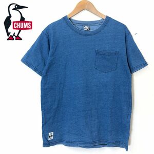 A1821-F-N◆ CHUMS チャムス 半袖Tシャツ カットソー トップス 胸ポケット ◆ sizeM コットン100 インディゴ 古着 メンズ 春夏