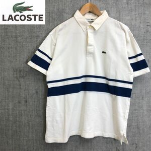 A1811-F-N◆ LACOSTE ラコステ 半袖ポロシャツ カットソー トップス ◆ size4 コットン100 ホワイト ブルー 古着 メンズ 春夏