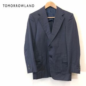 A1758-F◆ TOMORROWLAND トゥモローランド テーラードジャケット シングル 背抜き ◆ size42 コットン100 ネイビー 古着 メンズ 通年