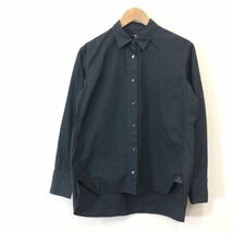 A1662-F◆ UNIQLO +J ユニクロプラスジェイ ジルサンダー スーピマコットンオーバーサイズシャツ 長袖 ◆ sizeM 綿100 ブラック 古着 春_画像2