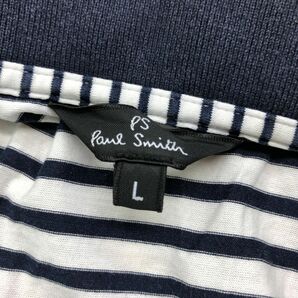 A1574-F◆ PS Paul Smith ポールスミス 半袖ポロシャツ カットソー ボーダー ◆ sizeL コットン100 ネイビー ホワイト 古着 メンズ 春夏の画像7