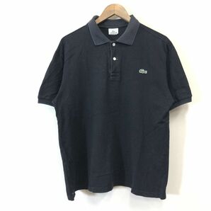 A1555-F◆ LACOSTE ラコステ 半袖ポロシャツ Tシャツ カットソー トップス ◆ size4 コットン100 ブラック 黒 古着 メンズ 春夏の画像2