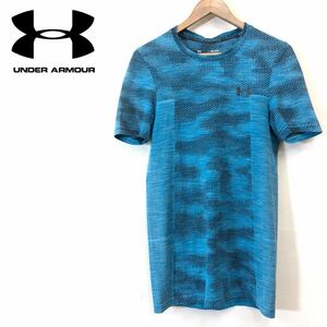 A1465-F◆ UNDER ARMOUR アンダーアーマー 半袖 カットソー トップス スポーツウェア ◆ sizeM ポリエステル ブルー 古着 メンズ 春夏