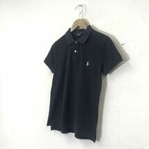 A1525-U◆RALPH LAUREN SPORT ラルフローレンスポーツ ポロシャツ 半袖 刺繍ロゴ 無地 シンプル カジュアル◆size M ブラック コットン_画像5