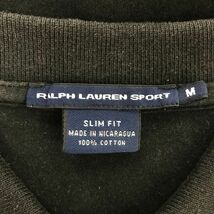 A1525-U◆RALPH LAUREN SPORT ラルフローレンスポーツ ポロシャツ 半袖 刺繍ロゴ 無地 シンプル カジュアル◆size M ブラック コットン_画像8