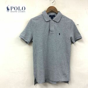 A1516-W◆キッズ◆POLO RALPH LAUREN ポロ ラルフローレン 半袖 ポロシャツ ワンポイント 子供服◆size:M(10-12) ライトグレー系 コットン