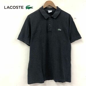 A1512-W◆LACOSTE ラコステ 半袖 ポロシャツ ワンポイント パッチ シンプル カジュアル スポーティー◆size:4 ダークグレー系 コットン100