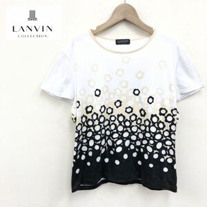 A1636-J◆日本製 LANVIN collection ランバン コレクション プリント半袖Tシャツ◆レディース 綿100% コットン フラワーモチーフ 花柄