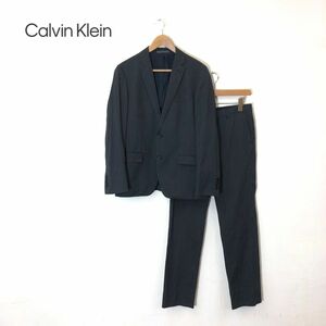 A1505-T◆Calvin Klein カルバンクライン スーツセットアップ テーラードジャケット 2B スラックス ストライプ◆sizeL ブラック メンズ