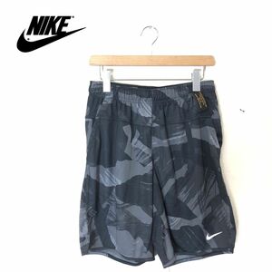 A1499-T◆NIKE ナイキ ハーフパンツ スポーツウェア ウエストゴム 総柄 ステッチ◆sizeM ブラック メンズ ボトムス ポリエステル100