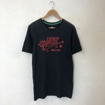 A1496-T◆NIKE ナイキ 半袖Tシャツ クルーネック プルオーバー リブ プリント ステッチ◆sizeS ブラック メンズ トップス コットン100_画像2