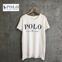 A1491-T◆ralph lauren ラルフローレン 半袖Tシャツ クルーネック 刺繍ロゴ プルオーバー◆sizeO ホワイト メンズ トップス コットン100_画像1