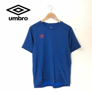 A1487-T◆umbro アンブロ スポーツウェア 半袖Tシャツ 総柄 クルーネック ロゴプリント◆sizeM ブルー メンズ トップス ポリエステル