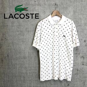 A2494-O◆ LACOSTE ラコステ 半袖ポロシャツ ドット トップス◆size2 コットン ホワイト 白