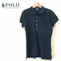 A2549-F-N◆ RALPH LAUREN ラルフローレン 半袖ポロシャツ カットソー トップス ◆ sizeS コットン100 ブラック 古着 レディース 春夏_画像1