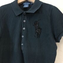 A2549-F-N◆ RALPH LAUREN ラルフローレン 半袖ポロシャツ カットソー トップス ◆ sizeS コットン100 ブラック 古着 レディース 春夏_画像3