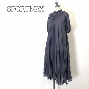 A2485-O◆ SPORTMAX スポーツマックス MaxMara マックスマーラ プリーツワンピース 半袖 タートルネック◆sizeS グレー