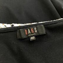 A2467-O-N◆美品◆日本製◆ DAKS ダックス Tシャツ フリル チェック 半袖 トップス◆size40 コットン ブラック 黒_画像6