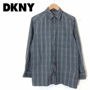 A2426-F-N◆ old ◆ DKNY ダナキャランニューヨーク 長袖シャツ トップス ◆ sizeS コットン100 ブラック 古着 メンズ 春