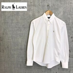 A2447-U-N◆RALPH LAUREN ラルフローレン シャツ 長袖 ボタンダウンシャツ 刺繍ロゴ SLIM FIT カジュアル◆size4 ホワイト コットン