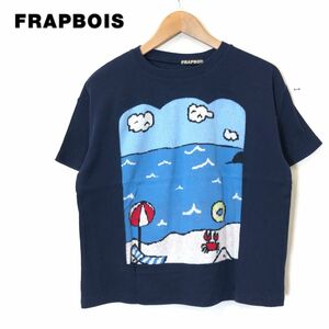 A2416-F-N◆ FRAPBOIS フラボア 半袖Tシャツ カットソー トップス ◆ size1 コットン100 ネイビー 古着 レディース 春夏