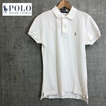 A2374-F-N◆ RALPH LAUREN ラルフローレン 半袖ポロシャツ カットソー トップス ◆ sizeM コットン100 ホワイト 古着 レディース 春夏_画像1