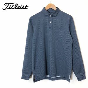 A2272-F◆ 美品 ◆ Titleist タイトリスト 長袖ポロシャツ ゴルフウェア トップス ◆ sizeL ポリエステル ネイビー 古着 メンズ 春