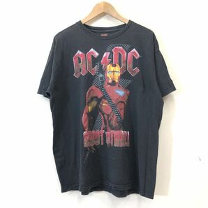 A2269-F-N◆ ACDC IRON MAN2 アイアンマン 半袖Tシャツ カットソー プリント ◆ sizeL コットン100 ブラック 古着 メンズ 春夏の画像2