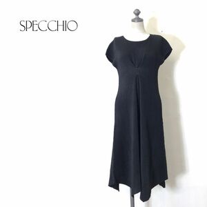 A2180-N◆美品◆ SPECCHIO スペッチオ ノースリーブワンピース ロング プリーツ レディース ◆ size40 ブラック 黒 ポリエステル100