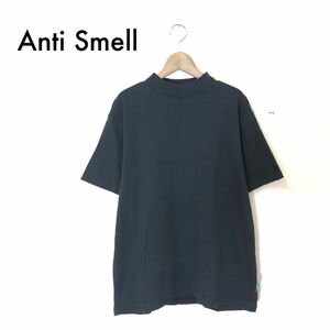 A2129-T-N◆Anti Smell アンチスメル 半袖Tシャツ クルーネック リブ プルオーバー ステッチ◆sizeS ブラック メンズ トップス コットン100