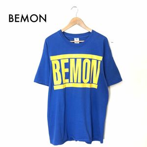 A2124-T-N◆BEMON ベモン 半袖Tシャツ ロゴプリント クルーネック プルオーバー ステッチ◆sizeL ブルー メンズ トップス コットン100