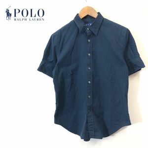 A2074-F◆ RALPH RALPH LAUREN ラルフローレン 半袖シャツ ブラウス トップス ◆ コットン ネイビー 古着 レディース 春夏