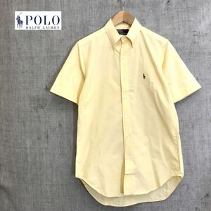 A2115-N◆old◆ POLO Ralph Lauren ポロラルフローレン 半袖シャツ オックスフォード ロゴ BD ◆ イエロー系 コットン100