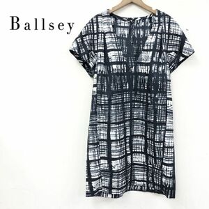 A2066-J* made in Japan BALLSEY Ballsey total pattern short sleeves One-piece * size 38 lady's V neck polyester Layered piling put on spring summer autumn 