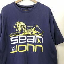 A2108-N◆old◆ Sean John ショーンジョン 半袖Tシャツ カットソー 大きめ プリント ◆ sizeL ネイビー 紺 コットン 100_画像3