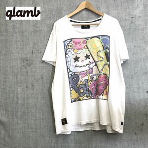 A2107-N◆ glamb×Chiitan グラム×ちぃたん 半袖Tシャツ カットソー ゆったり プリント ゆるキャラ ◆ size4 ホワイト プリント コットン