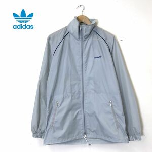 A2101-N◆old◆70s~ adidas アディダス ウインドブレーカー トラックジャケット 薄手 ロゴ デサント ◆ sizeL グレー系 ナイロン100