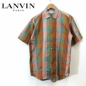 A1996-F-N◆ LANVIN studio ランバン 半袖シャツ 総柄 トップス ◆ size48 コットン100 マルチカラー 古着 メンズ 春夏