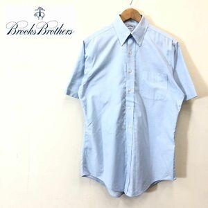 A1990-F-N◆ Brooks Brothers ブルックスブラザーズ 半袖シャツ ボタンダウン BD ◆ size15 コットン100 ブルー 古着 メンズ 春夏